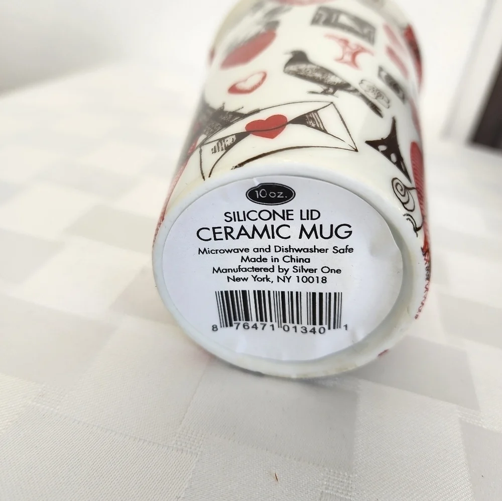 Eco One Ceramic Ciroa Silicone Lid Reuse Paris Themed Pattern Travel Mug NWT